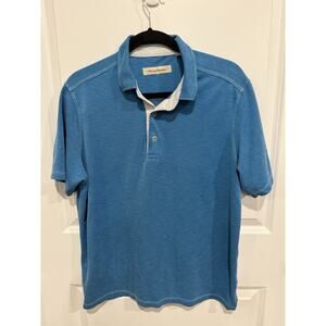 Tommy Bahama Lightweight Polo Shirt Mens Medium Blue Tropical Modal Travel